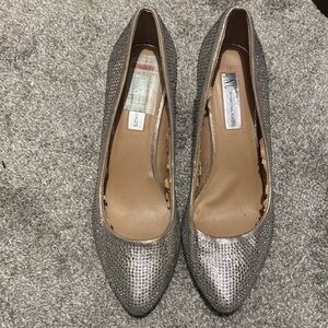 INC International Concepts Silver Rhinestone Pointed Toe Pumps